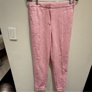 NWT- Ann Taylor Pink and White Houndstooth Pants High Rise  Size 6 Tall